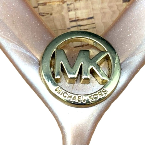 MK Michael Kors Jet Set Jelly Flip Flop Sandals Pink Champagne Straps PVC/Cork 7 - Picture 7 of 8